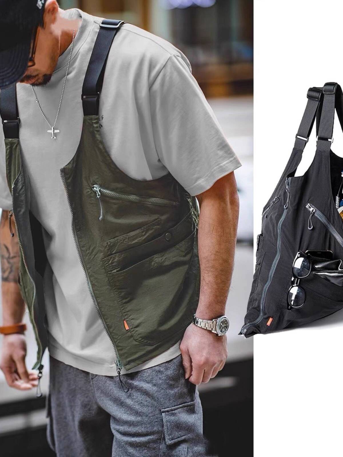 Retro Gaming Jacket - Gilet Cargo Funzionale Retrò da Uomo,